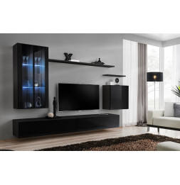 Ensemble meuble TV mural  - Switch XII - 270 cm x 160 cm x 40 cm - Noir