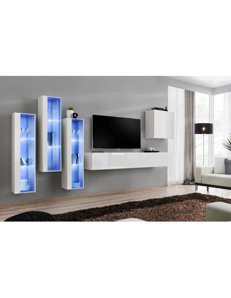 Ensemble meuble TV mural  - Switch XIII - 330 cm  x 160 cm x 40 cm - Blanc