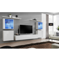 Ensemble meuble TV mural  - Switch XIV - 320 cm  x 150 cm  x 40 cm - Blanc