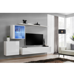 Ensemble meuble TV mural  - Switch XV - 250 cm  x 150 cm  x 40 cm - Blanc