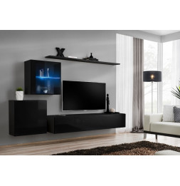 Ensemble meuble TV mural  - Switch XV - 250 cm  x 150 cm  x 40 cm - Noir