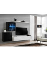 Ensemble meuble TV mural  - Switch XV - 250 cm  x 150 cm  x 40 cm - Noir et blanc