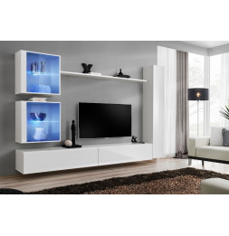 Ensemble meuble TV mural  - Switch XVIII - 280 cm x 180 cm x 40 cm - Blanc