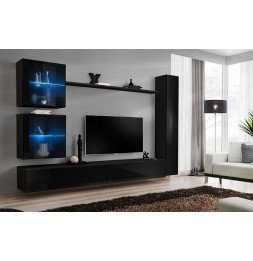 Ensemble meuble TV mural  - Switch XVIII - 281 cm x 180 cm x 40 cm - Noir