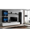 Ensemble meuble TV mural  - Switch XVIII - 283 cm x 180 cm x 40 cm - Noir et blanc