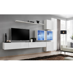 Ensemble meuble TV mural  - Switch XIX - 310 cm x 200 cm x 40 cm - Blanc