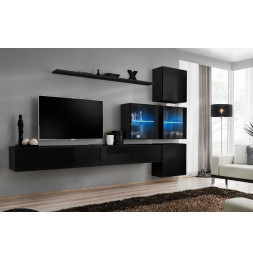 Ensemble meuble TV mural  - Switch XIX - 310 cm x 200 cm x 40 cm - Noir