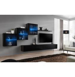 Ensemble meuble TV mural  - Switch XX - 330 cm  x 160 cm x 40 cm - Noir