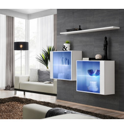 Ensemble meuble TV mural  - Switch SB III - 130 cm  x 110 cm x 30 cm  - Blanc