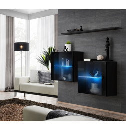 Ensemble meuble TV mural  - Switch SB III - 130 cm  x 110 cm x 30 cm  - Noir