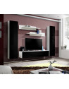Ensemble meuble TV mural  - Fly II - 260 cm x 190 cm x 40 cm - Blanc et noir