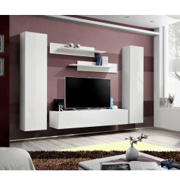 Ensemble meuble TV mural  - Fly I - 260 cm x 190 cm x 40 cm - Blanc