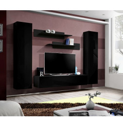 Ensemble meuble TV mural  - Fly I - 260 cm x 190 cm x 40 cm - Noir