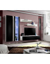 Ensemble meuble TV mural  - Fly I - 260 cm x 190 cm x 40 cm - Blanc et  noir