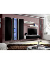Ensemble meuble TV mural  - Fly V- 310 cm x 190 cm x 40 cm - Blanc et noir