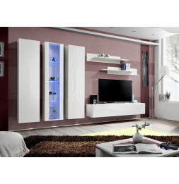 Ensemble meuble TV mural  - Fly IV - 310 cm x 190 cm x 40 cm - Blanc