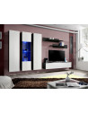 Ensemble meuble TV mural  - Fly V - 310 cm x 190 cm x 40 cm - Noir et blanc
