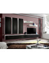 Ensemble meuble TV mural  - Fly I - 320 cm x 190 cm x 40 cm - Blanc et noir