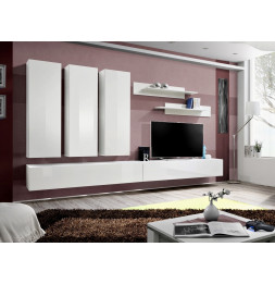 Ensemble meuble TV mural  - Fly I - 320 cm x 190 cm x 40 cm - Blanc
