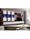 Ensemble meuble TV mural  - Fly II - 320 cm x 190 cm x 40 cm - Noir et blanc