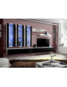 Ensemble meuble TV mural  - Fly V - 320 cm x 190 cm x 40 cm - Blanc et noir