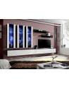 Ensemble meuble TV mural  - Fly III - 320 cm x 190 cm x 40 cm - Noir et blanc