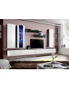Ensemble meuble TV mural  - Fly IV - 320 cm x 190 cm x 40 cm - Noir et blanc