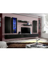 Ensemble meuble TV mural  - Fly III - 320 cm x 190 cm x 40 cm - Noir