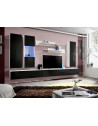 Ensemble meuble TV mural  - Fly III - 320 cm x 190 cm x 40 cm - Blanc et noir