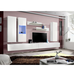 Ensemble meuble TV mural  - Fly IV- 320 cm x 190 cm x 40 cm - Blanc