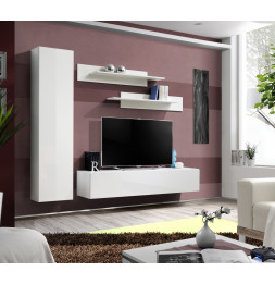 Ensemble meuble TV mural  - Fly I - 210 cm x 190 cm x 40 cm - Blanc