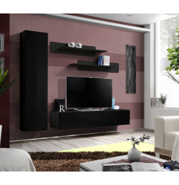 Ensemble meuble TV mural  - Fly I - 210 cm x 190 cm x 40 cm - Noir