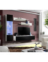 Ensemble meuble TV mural  - Fly III - 210 cm x 190 cm x 40 cm - Blanc et noir
