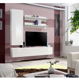 Ensemble meuble TV mural  - Fly I - 160 cm x 170 cm x 40 cm - Blanc