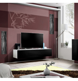 Ensemble meuble TV mural  - Fly - 160 cm x 30 cm  x 40 cm - Blanc