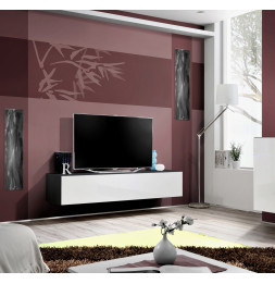 Banc TV - Fly I - 160 cm x 30 cm  x 40 cm - Noir et blanc