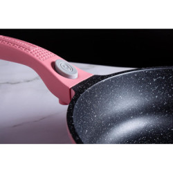 Batterie de cuisson complète effet marbre - 17 pièces - Tous feux - Rose