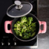 Batterie de cuisson complète effet marbre - 17 pièces - Tous feux - Rose