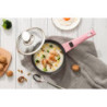Batterie de cuisson complète effet marbre - 17 pièces - Tous feux - Rose
