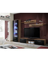 Ensemble meuble TV mural  - GALINO A - 250 cm  x 190 cm x 45 cm - Prunier et noir