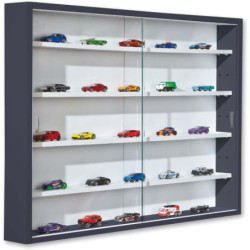 Vitrine murale en bois pour exposition "Artisario" à 4 étagères - Gris/Blanc - L 80 x H 60 x P 9,5 cm
