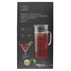 Pichet en verre incriptions de recettes de cocktails - Transparent - 2L