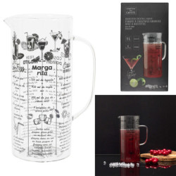 Pichet en verre incriptions de recettes de cocktails - Transparent - 2L