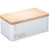 Boîte à pain en métal à relief - Blanc/Beige - L 31,4 cm