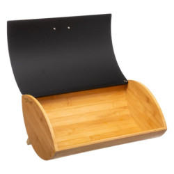 Boîte à pain en fer et bambou "Black bamboo" - Marron clair/Noir - L 32 cm