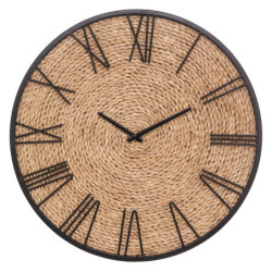 Horloge en métal et paille...