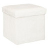 Pouf et coffre de rangement en bois et fourrure "Ezzio" - Blanc - L 38 x P 38 x H 38 cm