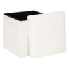 Pouf et coffre de rangement en bois et fourrure "Ezzio" - Blanc - L 38 x P 38 x H 38 cm