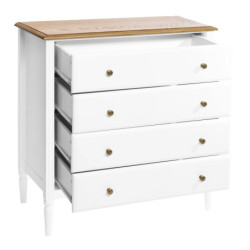 Commode 4 tiroirs "Solen" - Blanc - L 80 x P 40 x H 85,5 cm
