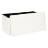 Pouf pliant double en bois et fourrure "Ezzio" - Blanc - L 76 x P 38 x H 38 cm